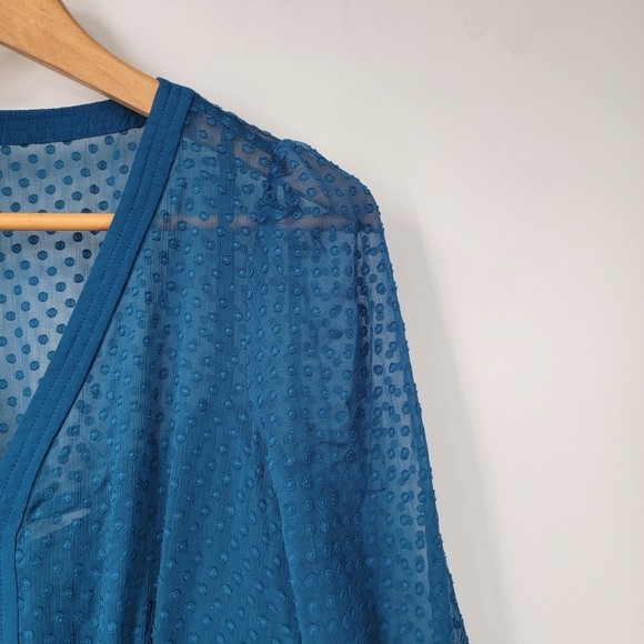 Anthropologie HD in Paris Celeste Dress Women's 6 Blue Swiss Dot Boho Romantic - Picture 4 of 15